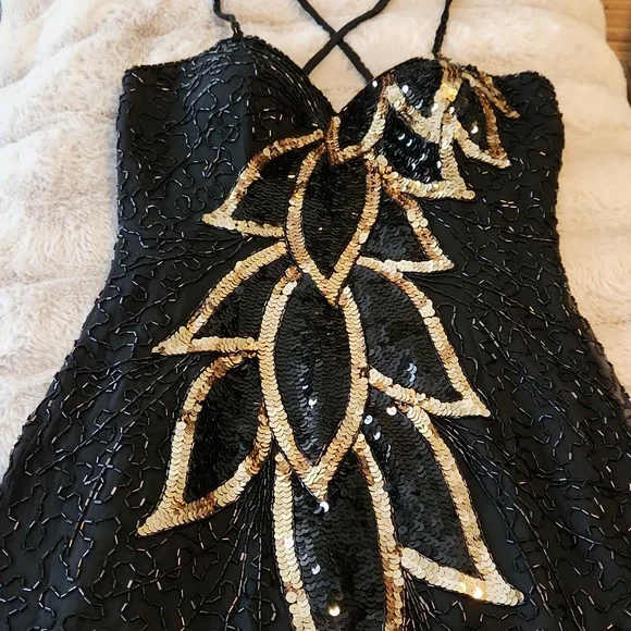 Nite Line Dresses | Beaded&Sequine | Color: Black/Gold | Size: 8 | Max5277'S Closet Nite Line Dresses | Beaded&Sequine | Color: Black/Gold | Size: 8 | Max5277'S Closet